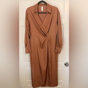 H&M Blush Satin Faux Wrap Dress